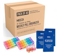 Weekly Pill Organizer Case - 3-Times-a-Day Pill Box - Large Plastic Dispenser with 7-Daily Morning Noon & Night Compartments for Pills, Supplements, Fish Oils and Vitamins (Case of 40)