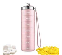 Weekly Pill Organizer - Metal Tablet Case, Container for Seven Days, Storage Holder with Capacity, Travel Gear | Pill Box For Women Men Adults Seniors Business Trip Commuter