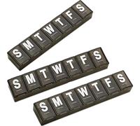 Weekly Pill Organizer - (Pack of 3) Extra Large Vitamin Container with Jumbo Easy to Read Letters, BPA Free - Daily Travel 7 Day Medication Pill Box Case, (Black)