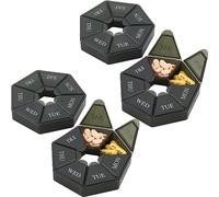 Weekly Pill Organizer - (Pack of 4) 7-Day Pill Container - Arthritis Friendly Portable & Compact Travel Case Daily Compartment Medicine Pills Box for Supplements, Medication, Vitamins and Fish Oils