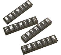 Weekly Pill Organizer - (Pack of 4) Extra Large Vitamin Container with Jumbo Easy to Read Letters, BPA Free - Daily Travel 7 Day Medication Pill Box Case, (Black)