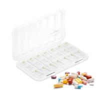 Weekly Pill Organizer - PP Silicone 8.86x5.2x1.42in | 7 Day Three-Times-Daily Case | Double Protection Box | Semi-Transparent Medicine Dispenser for Fish Oil Supplements and Travel Use