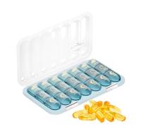Weekly Pill Organizer - PP Silicone 8.86x5.2x1.42in | 7 Day Three-Times-Daily Case | Double Protection Box | Semi-Transparent Medicine Dispenser for Fish Oil Supplements and Travel Use