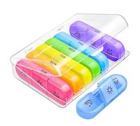 Weekly Pill Organizer, Weekly Pill Box, Colourful Weekly Pill Box Organiser, Portable Pill Boxes, Travel Daily Pill Box Organiser Ideal for Daily Supplements and Elderly Travel Tablet Box