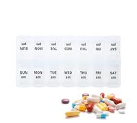 Weekly Pill Organizer with Am Pm Compartments, 7 Days 2 Times A Day Am Pm Medicine Planner, Portable Medicines Box, Medicine Tablet Dispenser with 14 compartments for Medicines Supplements