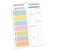 Weekly Plan ner And Grocery List, Smooth Writing Meal Companion, 21x15x1.5cm, Spring-Bound Magnetic Meal, Weekly Me nu Plan ner Pad, Tear-Off Sheets For Household, Kitchen
