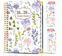 Weekly Planner 2026, Jan.2026 - Dec.2026 A5 Monthly & Daily Planner with Bookmark, 21.5 x 16 cm Spiral Bound Planners for School Office, Weekly Notebook with Monthly Tabs