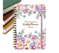Weekly Planner - 8.27" x 5.71" x 0.39", Meeting Notebook for Work | Portable Monthly Budget Planner with A5 Spiral Binding 53 Pages for Homework