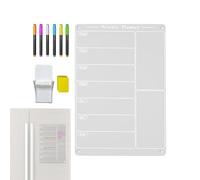 Weekly Planner for Fridge | Magnetic Weekly Fridge Planner - with Pen Holder 6 Highlighters Reusable Acrylic Meal Calendar Set for to-Do List Kitchen Family Child