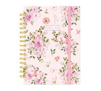 Weekly Planner Notebook 2024-2025, AIMPEAK To Do List Notebook From Jul.2024-Jun.2025, Weekly Monthly Planner Daily Work Diary A5 24-25 Spiral Bound with Monthly Tabs, Inner Pocket (Floral-Pink)