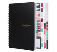 Weekly Planner Notebook, A5 Undated Diary 52-Week To Do List, Black | Double Spiral Binding, PVC Cover, with Habit Tracker, Smooth Paper, Portable A5 Size, for School, Work and Daily Planning