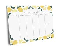 Weekly Planner Notepad - 9x7” inches, 52 tear off sheets - Undated Desk Planner Pad Calendar Notepad Organizer for Weekly To Do List, Notes and Schedule (Lemons)