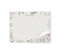Weekly Planner Pad - 52 Undated Tear Off Sheet Planning Pad with Daily Schedule & To Do List - A4 Organiser, Work Notepad and Meal Planner for Fridge, Wall & Desk - 100gsm, Floral, 28cm x 21cm