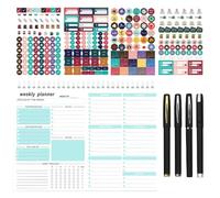 Weekly Planner Pad, 53 Page Tear Off To Do List Pad, Undated Plan Notebook, Includes 4 Sheets of Stickers and 1 black pen for Work School Home Personal Organized