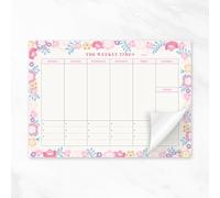 Weekly Planner Pad, 60 Sheets B5 Weekly to View Planner Week to Do List Habit Tracker Planning Pad With Tear Off Organizer, Task Notes Scheduler Floral 24.5 * 17.5cm (Pink)