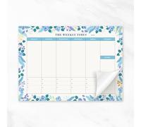 Weekly Planner Pad, 60 Sheets B5 Weekly to View Planner Week to Do List Habit Tracker Planning Pad With Tear Off Organizer, Task Notes Scheduler Floral 24.5 * 17.5cm (Blue)