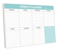 Weekly Planner Pad - Tear Off Planning Pad with Daily Schedule & Calendar, 52 Sheets, 100gsm Paper, Undated Weekly To Do List Notepad, 25.4x17.8cm
