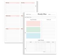 Weekly Planner Refills - 8.5'' x 11'' To Do List Refills, 3 Hole Punched Loose Leaf Paper, 53 Sheets/106 Pages Undated Colorful Weekly Planner, 100 gsm Colorful Paper