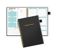 Weekly Planner Undated, Weekly Goals Schedule Planner with Spiral Binding, To Do List Notebook Calendars Organizers Habit Tracker Journal for Men & Women, Pocket,Pen Loop, 53 Weeks (5.5x8.5")