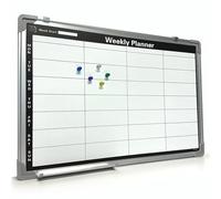 Weekly Planner Whiteboard Meal Planner Wall Memo Notice Boards 60 x 40cm Aluminium Framed Magnetic Dry Wipe Board with 5 Coloured Office School Planning Board