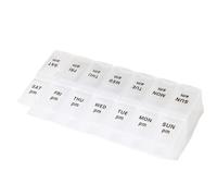Weekly Portable Travel Pill Cases Box 7 Days Organizer 14/21 Grids Pills Container Storage Tablets Vitamins(14 Grids Transparent)