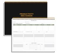 Weekly Productivity Dashboard - 8.5" x 11" Dashboard Desk Notepad Has 6 Focus Areas to List Tasks for Goals, Projects, Clients, Academic or Meal-Organize Your Daily Work Efficiently, 54 Weeks, Black
