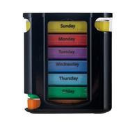 Weekly Stackable Pill Organizer, 4 Times A Day Pill Organizer Box Morning, Noon, Evening, and Bedtime,7 Stackable Compartments，Black casing