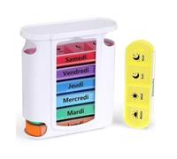 Weekly Stackable Pill Organizer, 4 Times A Day Pill Organizer Box Morning, Noon, Evening, and Bedtime,7 Stackable Compartments，White casing