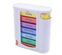 Weekly Stackable Pill Organizer, 4 Times A Day Pill Organizer Box Morning, Noon, Evening, and Bedtime,7 Stackable Compartments，White casing