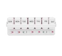 Weekly Tablet Organizer 7 Day Case with Reminder Sliding Lid for Vitamins and Medication - Portable Travel Box with 7 Detachable Compartments Secure Lock System for Home (Weiß)