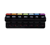 Weekly Tablet Organizer 7 Day Case with Reminder Sliding Lid for Vitamins and Medication - Portable Travel Box with 7 Detachable Compartments Secure Lock System for Home (Schwarz)
