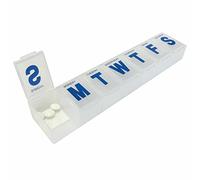 Weekly Travel Pill Box Organiser, BPA Free 7 Day 1, 2 Times a Day with Unique Spring Assisted Open Design and Large Tablet Box to Hold Vitamins, Supplements (Single White Pill Box)