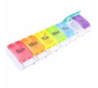 Weekly Travel Pill Box Organiser, BPA Free 7 Day 1 Times a Day with Unique Spring Assisted Open Design and Large Tablet Box to Hold Vitamins, Cod Liver Oil, Supplements and Medication