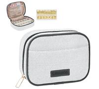 Weekly Travel Pill Organizer 2 Times A Day Pill Case for Purse with Removable AM PM 7 Day Pill Box Holder,Cute Medication Organizer Pill Container for Medicine, Vitamin, Supplement (Dark Grey, Medium)
