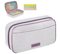 Weekly Travel Pill Organizer 3 Times A Day Pill Case for Purse with Removable 7 Day Pill Box Holder,Cute Medication Organizer Pill Container for Medicine, Vitamin, Fish Oils,Supplement(Purple, Large)