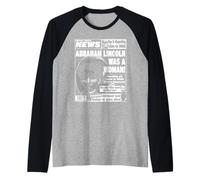 Weekly World News - Lincoln was a Woman Cover Raglan Baseball Tee