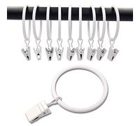 WeeksEight 40 Pack White Curtain Accessories, Curtain Rings with Clips, Curtain Hooks Hangers Clip Rings for Hanging Drapes Bows Hat, Drapery Rings 1.77 in I D, Fits up to 1.5 in Diameter Curtain Rod