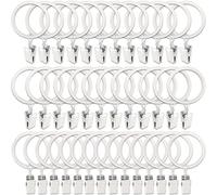 WeeksEight 40 Pack White Curtain Rings with Clips, Curtain Hooks Hangers Clip Rings for Hanging Drapes Bows Hat, Drapery Rings 1.5 in I D, Fits up to 1.2 in Diameter Curtain Rod.