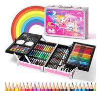 WEEKSUN 145 Pieces Art Set in Castle Theme, Drawing Kit with Crayons, Oil Pastels, Colored Pencils, Sketch Pencils, Watercolor Cake, etc, Art Supplies Gift for Kids Teens Adults Artists