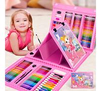 WEEKSUN 240 Pcs Art Set in Castle Theme, Drawing Kit with Crayons, Oil Pastels, Colored Pencils, Sketch Pencils, Watercolor Cake, etc, Art Supplies Gift for Kids Teens Adults Artists