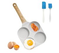 WEELOO 4-Cup Non Stick Fried Egg Pan, Egg Fryer Compatible with All Stovetops, Burger Pancake Pan, with Silicone Brush, Egg Frying Pan for Cooking, Gift