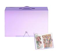 WEELOO A3 Diamond Art Folder, 40 Pockets Diamond Art Painting Accessories with Buckle & Handle for Storage Diamond Painting Pictures Protection Book Paper Album (Purple)