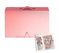 WEELOO A3 Diamond Art Folder, 40 Pockets Diamond Art Painting Accessories with Buckle & Handle for Storage Diamond Painting Pictures Protection Book Paper Album (Pink)