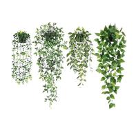 WEELOO Artificial Hanging Plants Fake Hanging Flowers, Small Fake Potted Plants Vine Indoor Vine Growing Decoration for Home Bathroom Garden Wedding Wall Cabinet Office Decoration Outdoor