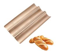 WEELOO Baguette Baking Tray 3 Baguettes, Non-Stick French Bread Pan, French Stick Loaf Baking Molds Tray, Perforated Baguette Pan for Oven Baking 38.5 x 24.6 x 7.3 cm