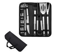 WEELOO Barbecue Tool Set 18pcs, Portable Stainless Steel Barbecue Tool Set with Storage Bag, Professional Full Outdoor BBQ Accessories for Outdoor Camping Backyard Cooking Picnic