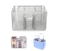 WEELOO Beach Storage Bags, Bogg Bag Large Mesh Storage Partition Compartments Bags, Beach Handbag Save Space Neat Clear Compartmentalized Storage