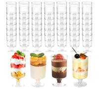 WEELOO Mini Dessert Cups 50 pcs, 100ML Clear Reusable Dessert Pots, Transparent Serving Bowls for Pudding Jelly Jars Small Mousse