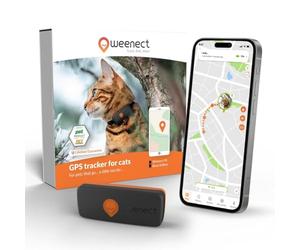 Weenect Cat XS - NEW GPS Tracker for Cats | Real-time Mini GPS Tracker for Cats | Smallest model on the market | Operates with a subscription | Collar included