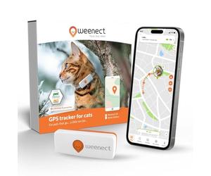 Weenect Cat XS - NEW GPS Tracker for Cats | Real-time Mini GPS Tracker for Cats | Smallest model on the market | Operates with a subscription | Collar included